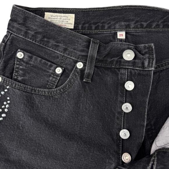 Levi's High-Rise Studded Denim Skirt Size 25 - Picture 5 of 9